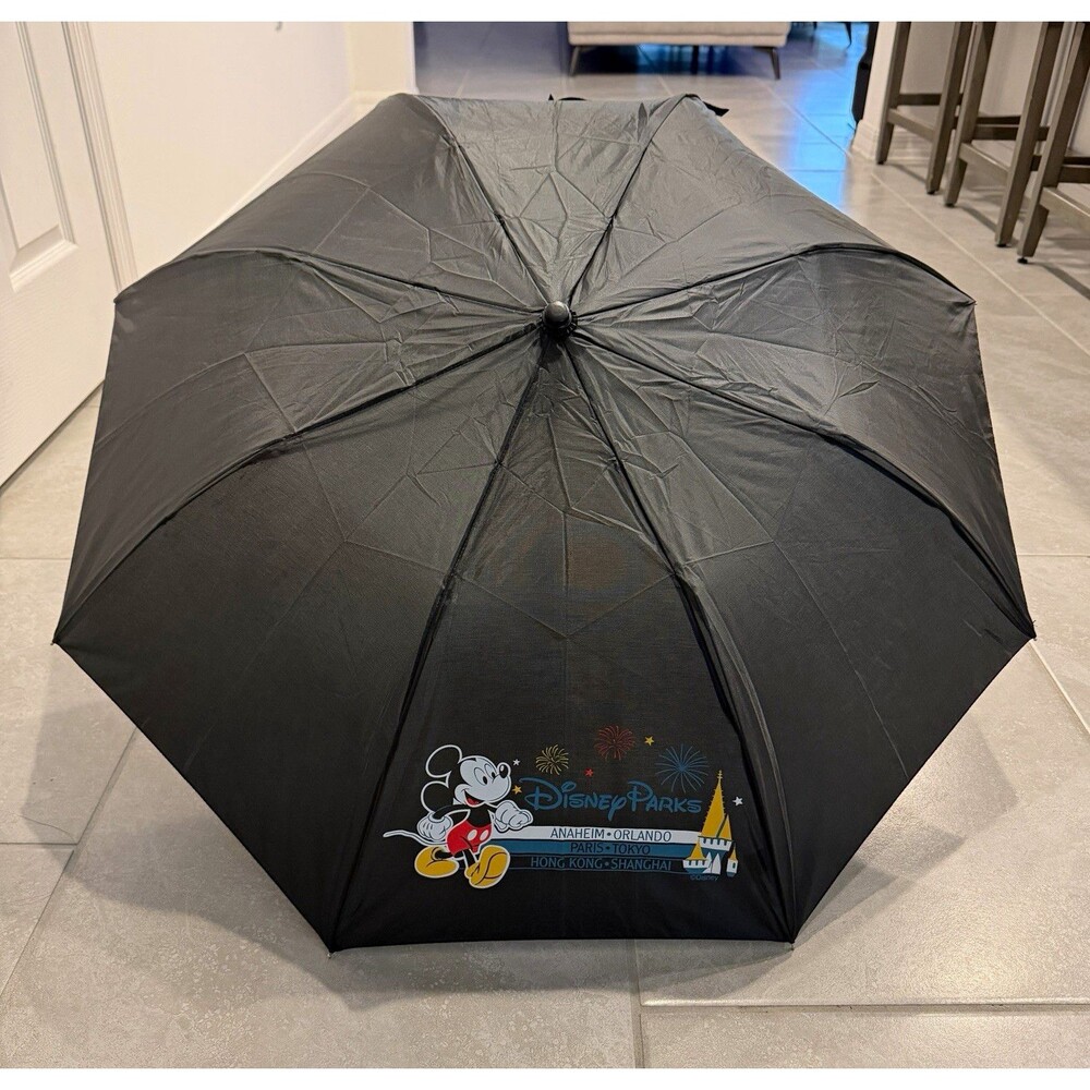 Disney Mickey Mouse Disney Parks Black Compact Foldable Umbrella Good Condition